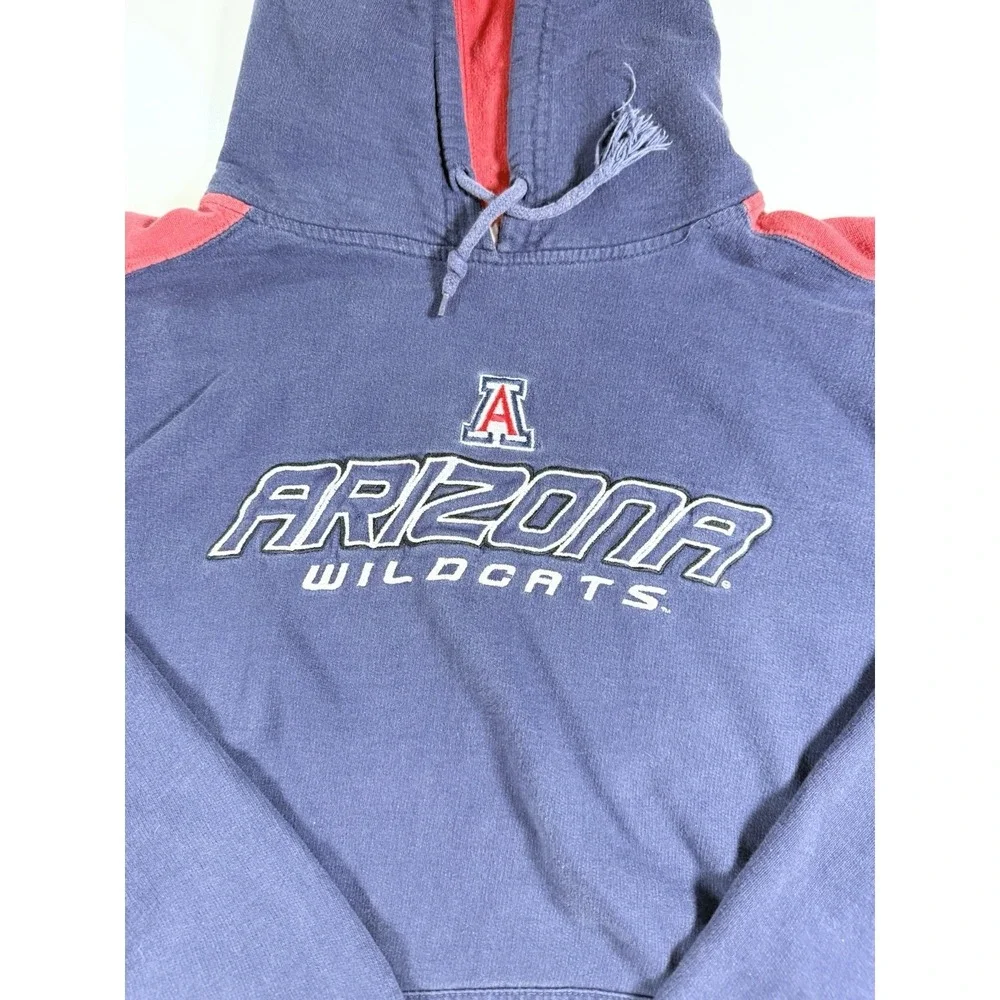 Vintage Arizona Wildcats Hoodie NCAA XL Blue Red Pullover Sweatshirt Distressed